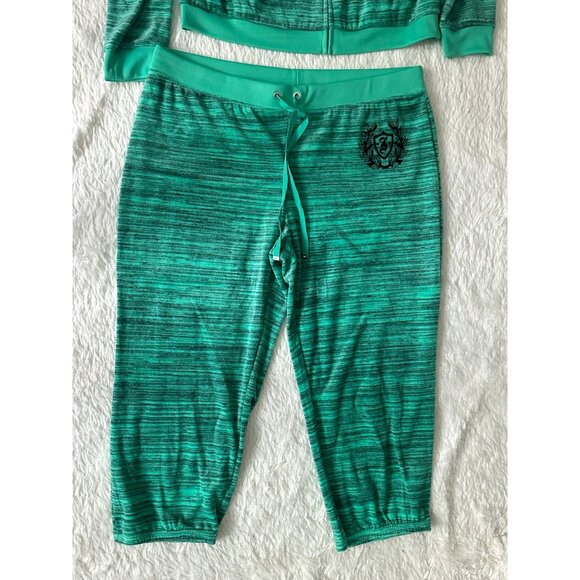 NWT 2pc Juicy Couture Womens Track Jacket Size L Green Zip Terry Hooded Rhinesto - Picture 4 of 10